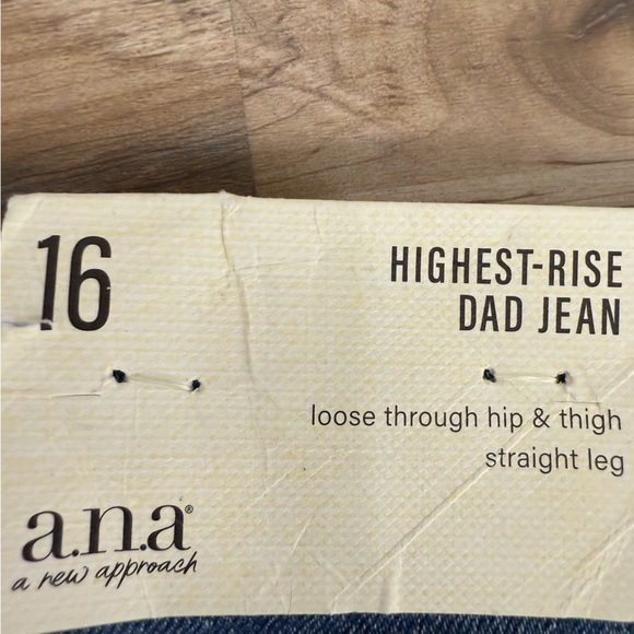 NWT ANA Highest Rise Dad Jeans Womens 16 Straight Leg Button Fly a.n.a - Picture 10 of 11